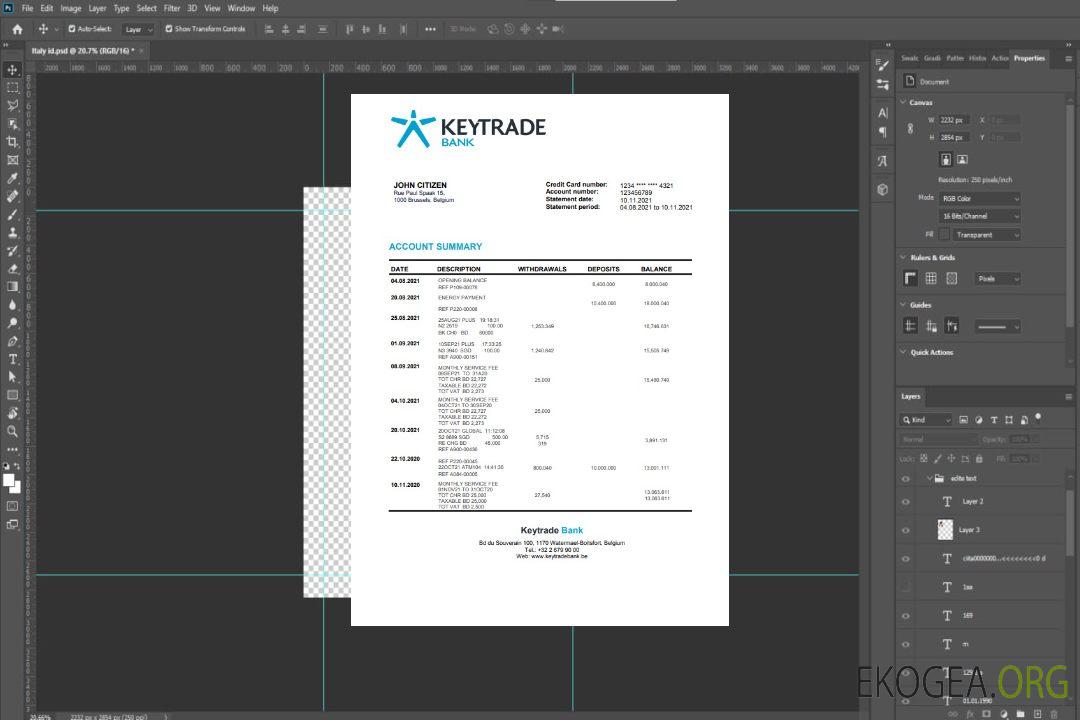 Modèle de relevé bancaire Keytrade Belgique au format Word et PDF template Modèle de relevé bancaire Keytrade Belgique au format Word et PDF template